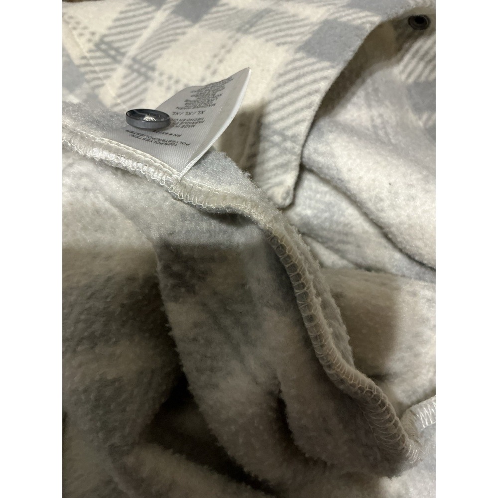 Men's O'Neill Plaid Flannel Shirt Jacket Gray White Snap Button Size XL - Picture 7 of 7